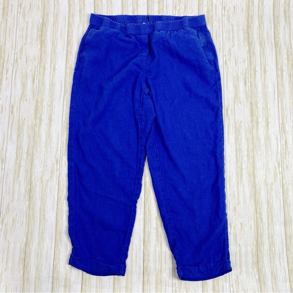 J. Jill Love Linen Royal Blue Linen Pull On Pants - Picture 5 of 6